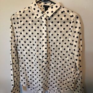 J. Crew XXS | Black and White polka dot blouse